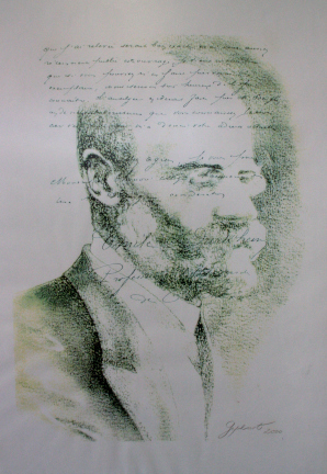 7 a 01. Emile Durkheim (mit unterlegter Schrift), 2000, Bleistiftpastell)klein.JPG